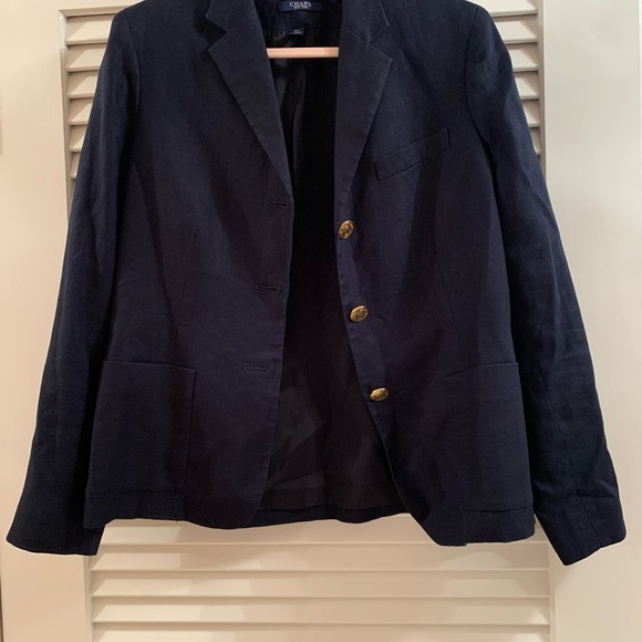 Chaps Ralph Lauren Navy Linen Blazer Size 10 - Picture 4 of 14